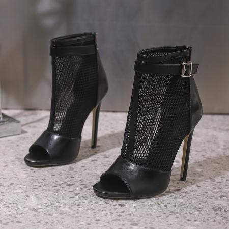 X-33092# 女士搭扣露趾镂空细高跟超高跟凉鞋凉靴礼服鞋 鞋子批发女鞋批发凉鞋货源