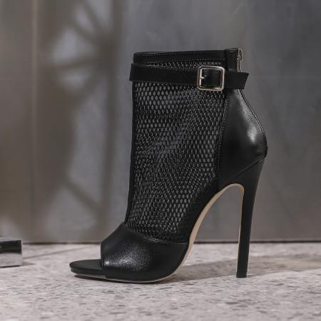 X-33092# 女士搭扣露趾镂空细高跟超高跟凉鞋凉靴礼服鞋 鞋子批发女鞋批发凉鞋货源