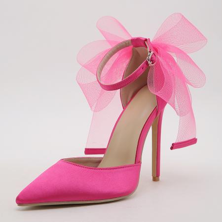 X-33094# 后跟大蝴蝶结女士尖头中空细高跟超高跟鞋礼服鞋 鞋子批发女鞋批发凉鞋货源