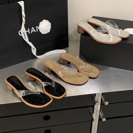 X-33098# 韩版透明粗跟一字拖女外穿时尚舒适防滑凉拖鞋女新款夏季 鞋子批发女鞋批发凉鞋货源