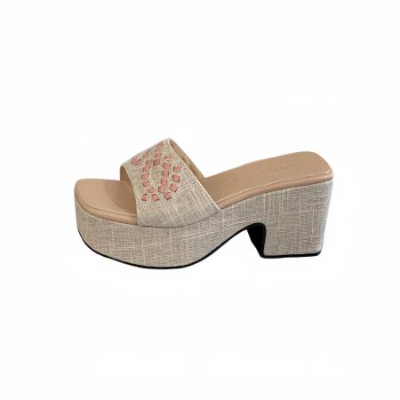 X-33104# 韩式一字拖女夏季新款粗跟厚底增高露趾小个子凉拖鞋 鞋子批发女鞋批发凉鞋货源