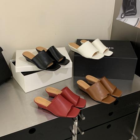 X-33108# 韩式风一字拖女新款外穿坡跟增高凉拖鞋百搭露趾舒适拖鞋 鞋子批发女鞋批发凉鞋货源