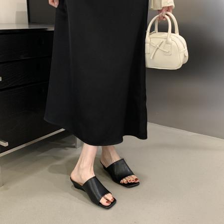 X-33108# 韩式风一字拖女新款外穿坡跟增高凉拖鞋百搭露趾舒适拖鞋 鞋子批发女鞋批发凉鞋货源
