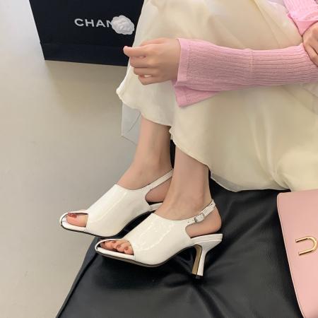 X-33109# 小众方头露趾凉鞋女新款夏季高跟时髦通勤风 鞋子批发女鞋批发凉鞋货源