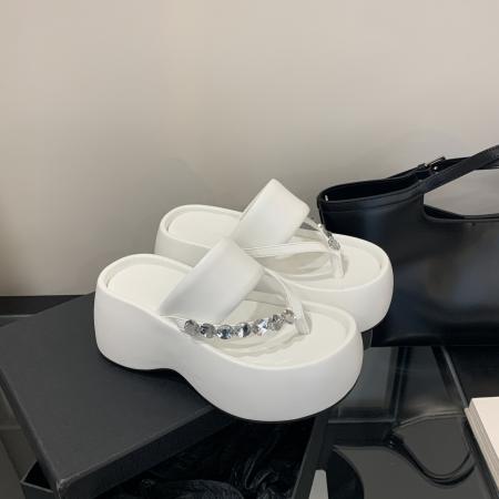 X-33115# 厚底人字凉拖鞋女外穿新款松糕增高踩屎感夹趾沙滩凉鞋 鞋子批发女鞋批发凉鞋货源