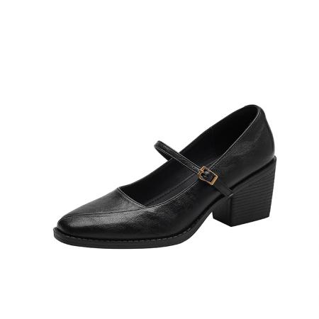 X-33118#小羊皮鞋子法式单鞋女气质不累脚高跟鞋粗跟工作鞋绝美玛丽珍鞋 鞋子批发女鞋批发凉鞋货源