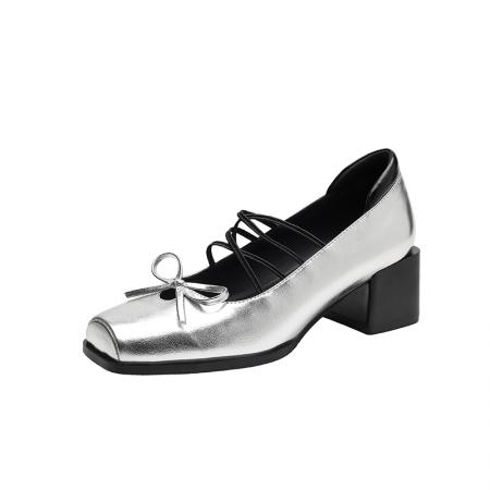 X-33120#小皮法式绝美蝴蝶结方头玛丽珍复古交叉带气质浅口单鞋子女中粗跟 鞋子批发女鞋批发凉鞋货源