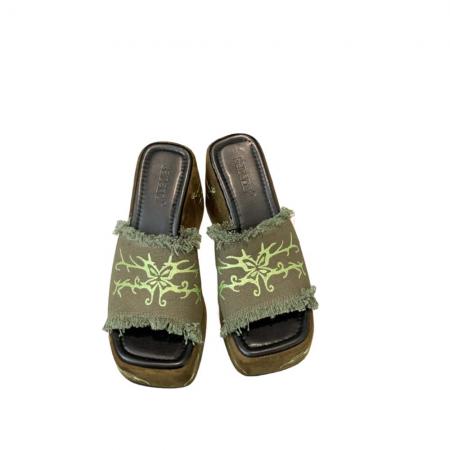 X-33127#夏季新款厚底松糕鞋防水台超高跟黑色坡跟黑色35-40码 鞋子批发女鞋批发凉鞋货源