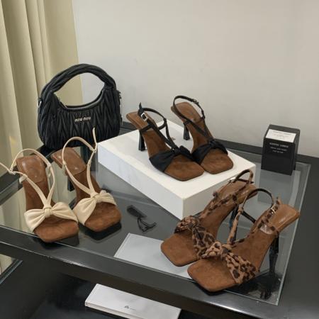 X-33134#法式绝美气质御姐高跟凉拖鞋女新款夏细跟露趾绸缎蝴蝶结凉拖 鞋子批发女鞋批发凉鞋货源