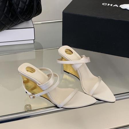 X-33140#夏季时尚露趾坡跟女鞋简约方头绸缎凉鞋轻熟气质一字高跟鞋 鞋子批发女鞋批发凉鞋货源