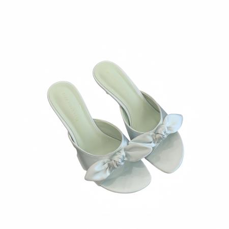 X-33147#夏季时尚露趾女鞋甜美蝴蝶结圆头绸缎凉鞋韩版气质高跟凉拖 鞋子批发女鞋批发凉鞋货源