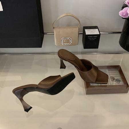 X-33148#春夏新款时尚高跟女鞋法式简约气质凉拖鞋优雅气质方头凉鞋 鞋子批发女鞋批发凉鞋货源