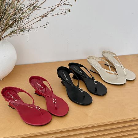 X-33149#夏季法式极简风百搭凉鞋优雅小圆头露趾凉拖舒适坡跟细带女鞋 鞋子批发女鞋批发凉鞋货源