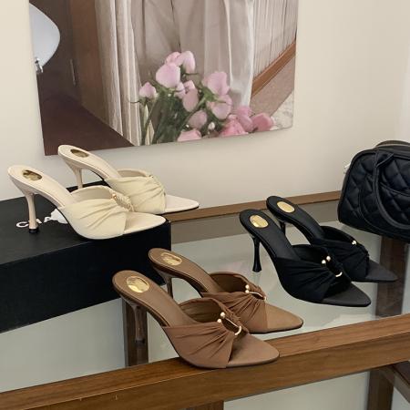 夏季时尚露趾女鞋御姐范尖头绸缎...