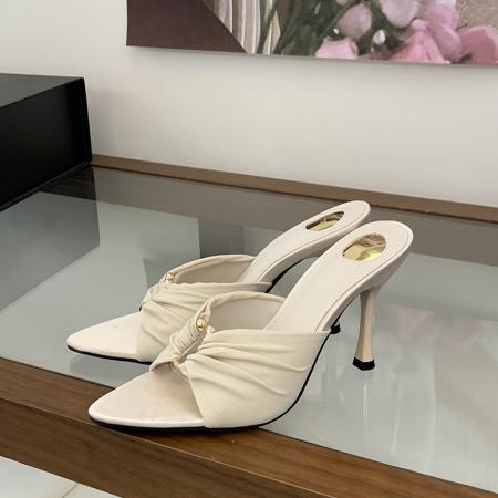 X-33153#夏季时尚露趾女鞋御姐范尖头绸缎凉鞋欧美气质金属扣高跟鞋 鞋子批发女鞋批发凉鞋货源