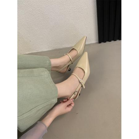 X-33163#法式细跟黑色包头凉鞋仙女鞋子新款春夏季气质尖头高跟鞋单鞋 鞋子批发女鞋批发凉鞋货源