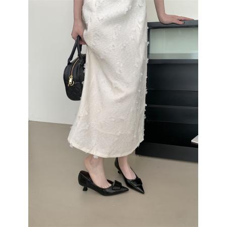 X-33167#尖头中跟通勤职业鞋女春秋新款不累脚工作鞋浅口方扣细跟单鞋 鞋子批发女鞋批发凉鞋货源