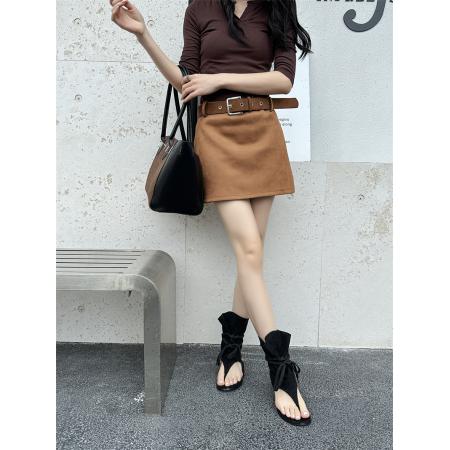 新款罗马凉靴包跟夹趾纯色凉靴 ...