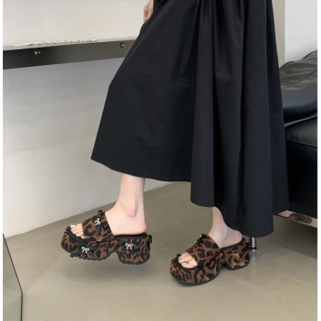 X-33187#增高新款法式仙女风厚底半拖女鞋蝴蝶结夏季外穿百搭 鞋子批发女鞋批发凉鞋货源