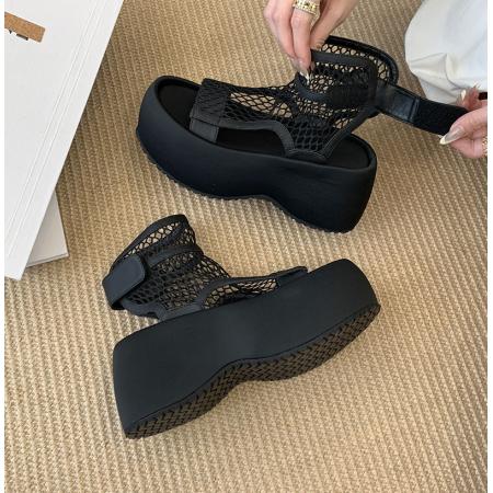 X-33188#追品夏季新款松糕厚底网面凉鞋外穿时尚百搭休闲 鞋子批发女鞋批发凉鞋货源