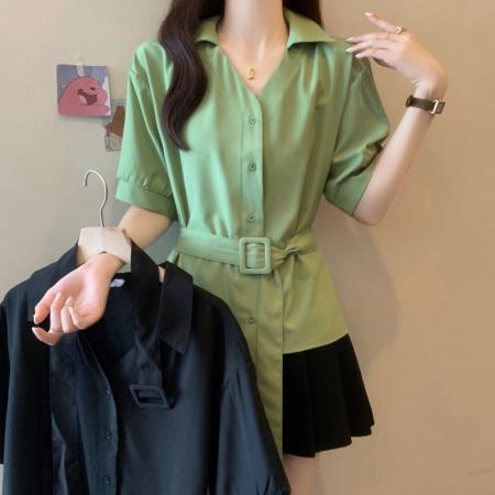 夏季新款大码女装胖mm洋气衬衫...