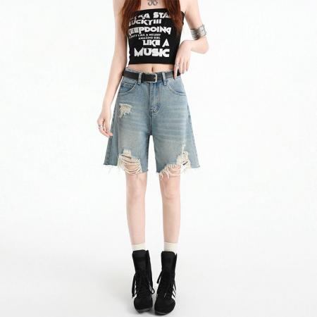 BY13943# 蓝色牛仔五分...