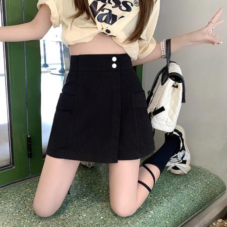 洗水棉裤裙女牛仔短裤高腰显瘦防走光工装裤裙A字半身裙裤  服裝批發女裝批發服飾貨源