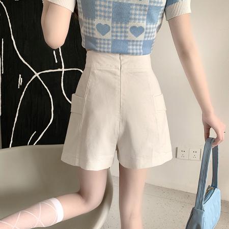 洗水棉裤裙女牛仔短裤高腰显瘦防走光工装裤裙A字半身裙裤  服裝批發女裝批發服飾貨源