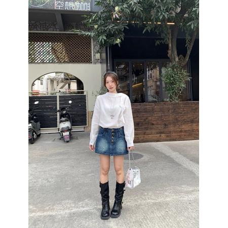 美式复古低腰牛仔半身裙裤女早春小个子防走光a字包臀短裙子  服裝批發女裝批發服飾貨源