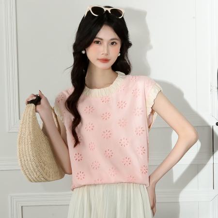 新款夏装蕾丝提花上衣午休显瘦  服裝批發女裝批發服飾貨源