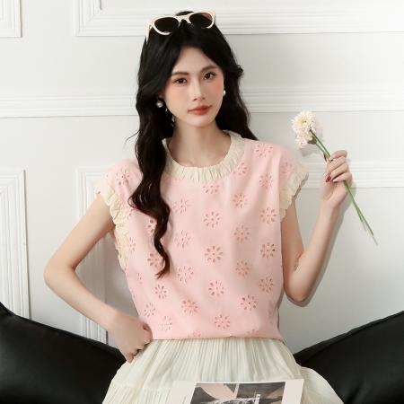 新款夏装蕾丝提花上衣午休显瘦  服裝批發女裝批發服飾貨源