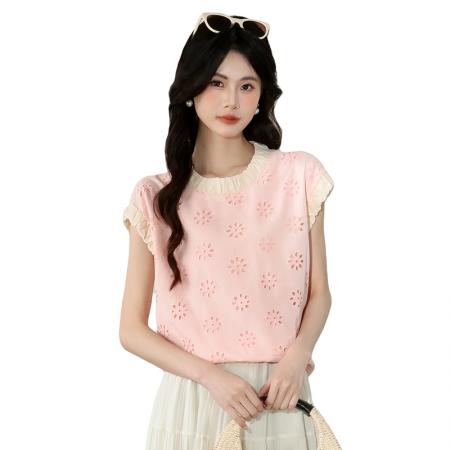 新款夏装蕾丝提花上衣午休显瘦  服裝批發女裝批發服飾貨源