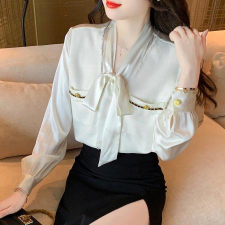 春款高级长袖上衣女装新款洋气百搭女士衬衣  服裝批發女裝批發服飾貨源