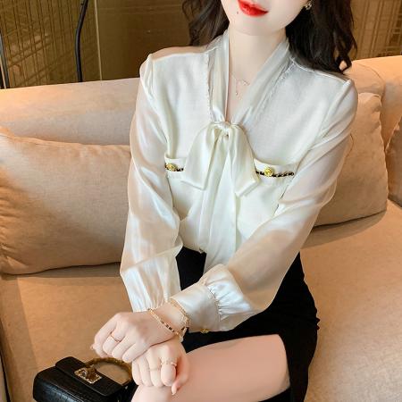 春款高级长袖上衣女装新款洋气百搭女士衬衣  服裝批發女裝批發服飾貨源