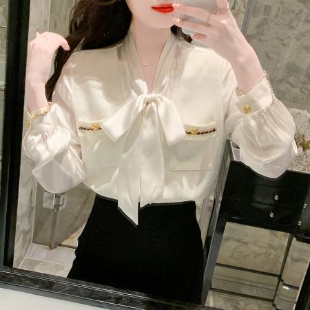 春款高级长袖上衣女装新款洋气百搭女士衬衣  服裝批發女裝批發服飾貨源