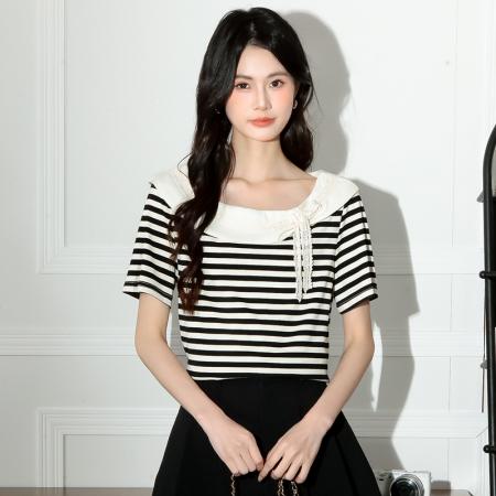 夏季新款女上衣条纹甜美  服裝批發女裝批發服飾貨源