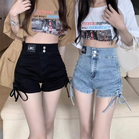 BY14035# 高腰牛仔短裤...