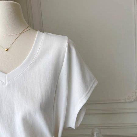 BY14052# 纯棉绑带设计感小众V领短袖T恤女夏季韩版内搭外穿打底衫收腰上衣 服裝批發女裝批發服飾貨源