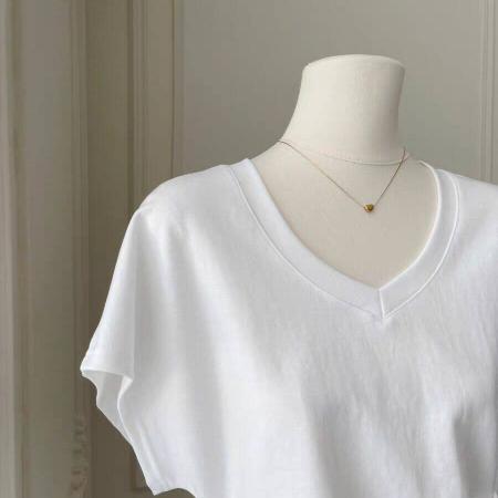 BY14052# 纯棉绑带设计感小众V领短袖T恤女夏季韩版内搭外穿打底衫收腰上衣 服裝批發女裝批發服飾貨源