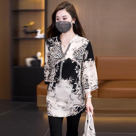 BY14078# 大码显瘦套装夏季宽松透气印花T恤弹力开叉微喇裤两件套 服裝批發女裝批發服飾貨源