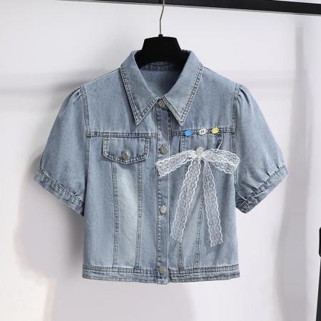 BY14085# 法式女夏季新款今年流行爆款牛仔短袖外套 服裝批發女裝批發服飾貨源