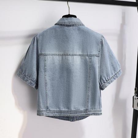 BY14085# 法式女夏季新款今年流行爆款牛仔短袖外套 服裝批發女裝批發服飾貨源