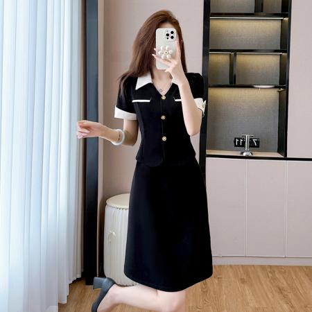 BY14089# 夏季新款大码女装连衣裙拼接假两件套通勤职业显瘦款裙子 服裝批發女裝批發服飾貨源