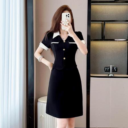 BY14089# 夏季新款大码女装连衣裙拼接假两件套通勤职业显瘦款裙子 服裝批發女裝批發服飾貨源