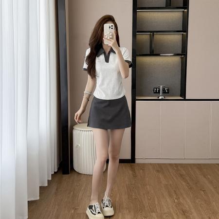 BY14120# 夏季新款韩系简约休闲运动风通勤百搭上下套短裙 服裝批發女裝批發服飾貨源