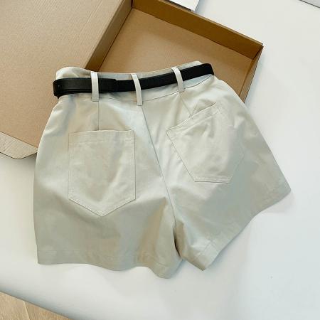 春夏简约洋气显瘦a字百搭休闲热裤高腰直筒工装百搭阔腿短裤 服裝批發女裝批發服飾貨源