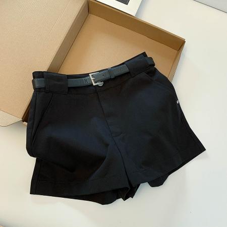 春夏简约洋气显瘦a字百搭休闲热裤高腰直筒工装百搭阔腿短裤 服裝批發女裝批發服飾貨源