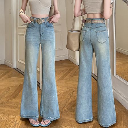 弹力不贴腿喇叭裤女春夏季辣妹风遮肉显瘦显腿牛仔裤 服裝批發女裝批發服飾貨源