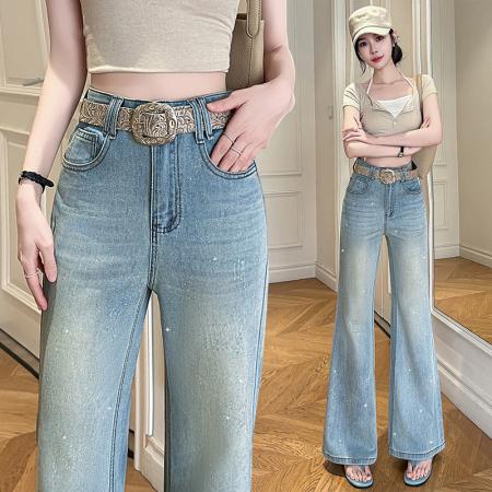 弹力不贴腿喇叭裤女春夏季辣妹风遮肉显瘦显腿牛仔裤 服裝批發女裝批發服飾貨源