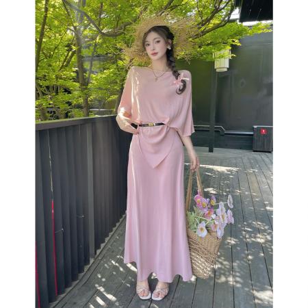 BY14156# 韩版辣妹一字肩蝙蝠袖收腰上衣女高腰显瘦半身裙两件套装 服裝批發女裝批發服飾貨源